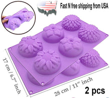 Load image into Gallery viewer, 6 Cavity Silicone Mixed Flower Soap Cake Mold - Handmade DIY Cake Chocolate Cupcake Biscuit Bath Bomb Bread Muffin Candle Ice Cube Making Mould