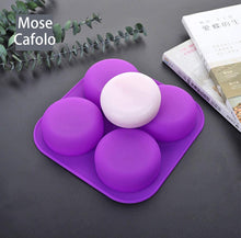 Load image into Gallery viewer, 2 Pcs Glossy Silicone Molds 4 Cavity Round Shaped Mold for DIY Soap Making, Chocolate Making, Candle Making