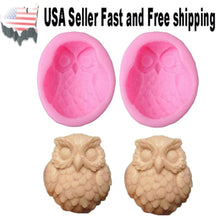 Load image into Gallery viewer, 2 pcs Large 3D Silicone Owl Soap Mold Molds DIY Handmade (for soap, Cake, Chocolate, Ornament Making) 3.25"(L) x 2.78"(W) x 1.25"(H) Approx