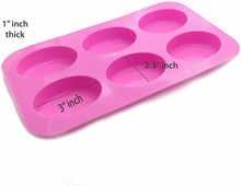 Load image into Gallery viewer, Pack of 2 pcs - 6 Cavity Silicone Soap Mold Oval Shape Mold ~ DIY Handmade (for soap, Cake, Chocolate, Ornament Making)