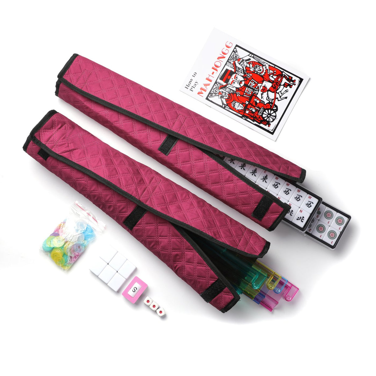 Burgundy rack covers with tiles and accessories