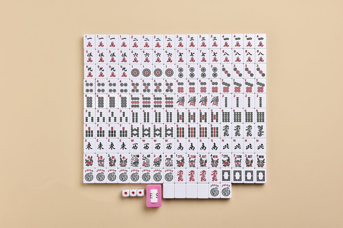 All 166 American mahjong tiles laid out
