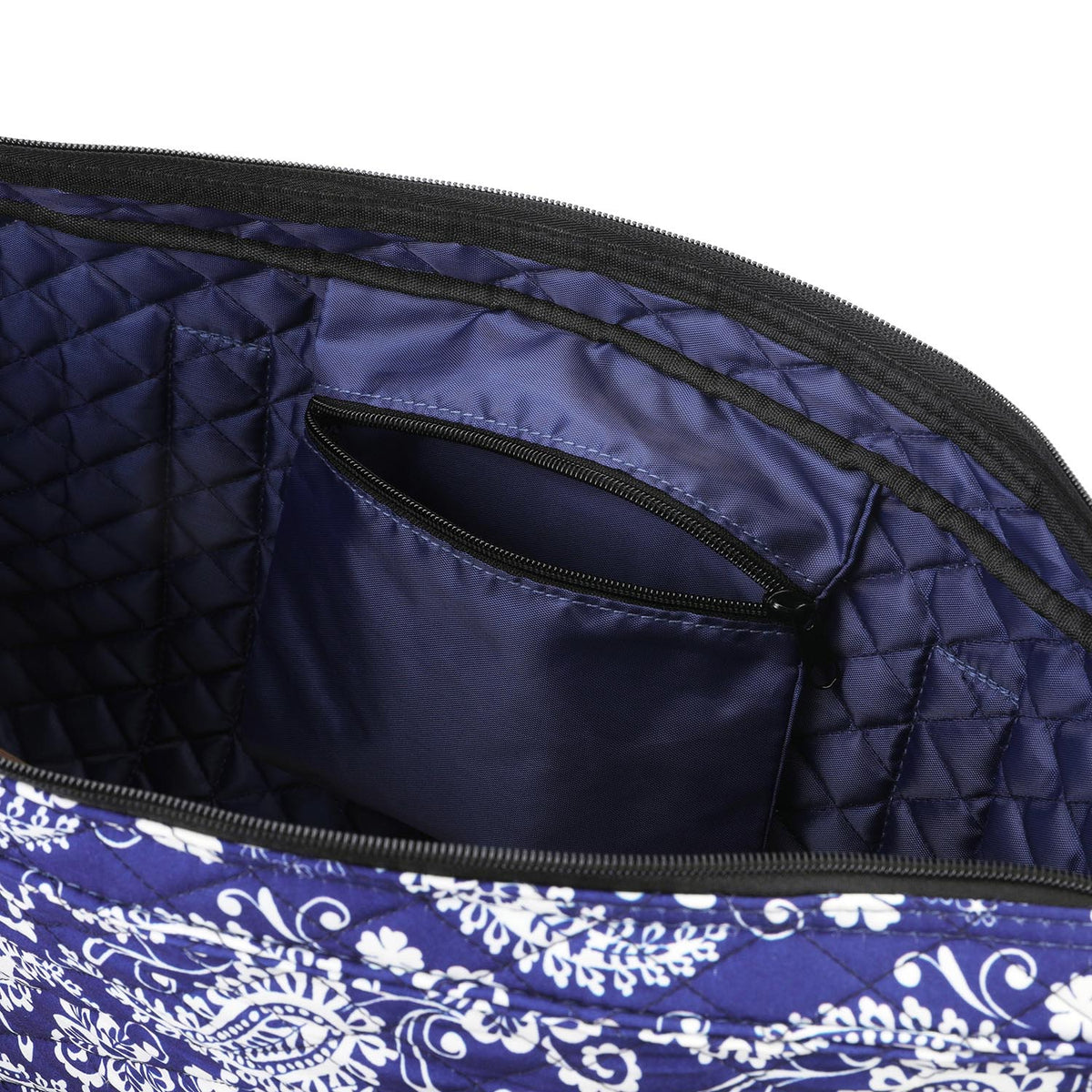 Close-up of the inside zip pocket