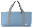 Sky blue quilted mahjong bag, front view