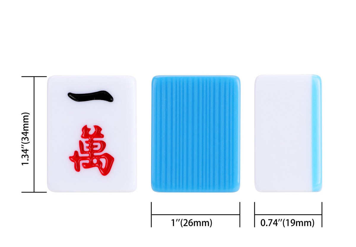 Chinese Mahjong Set — Red Fortune 34mm Blue Back