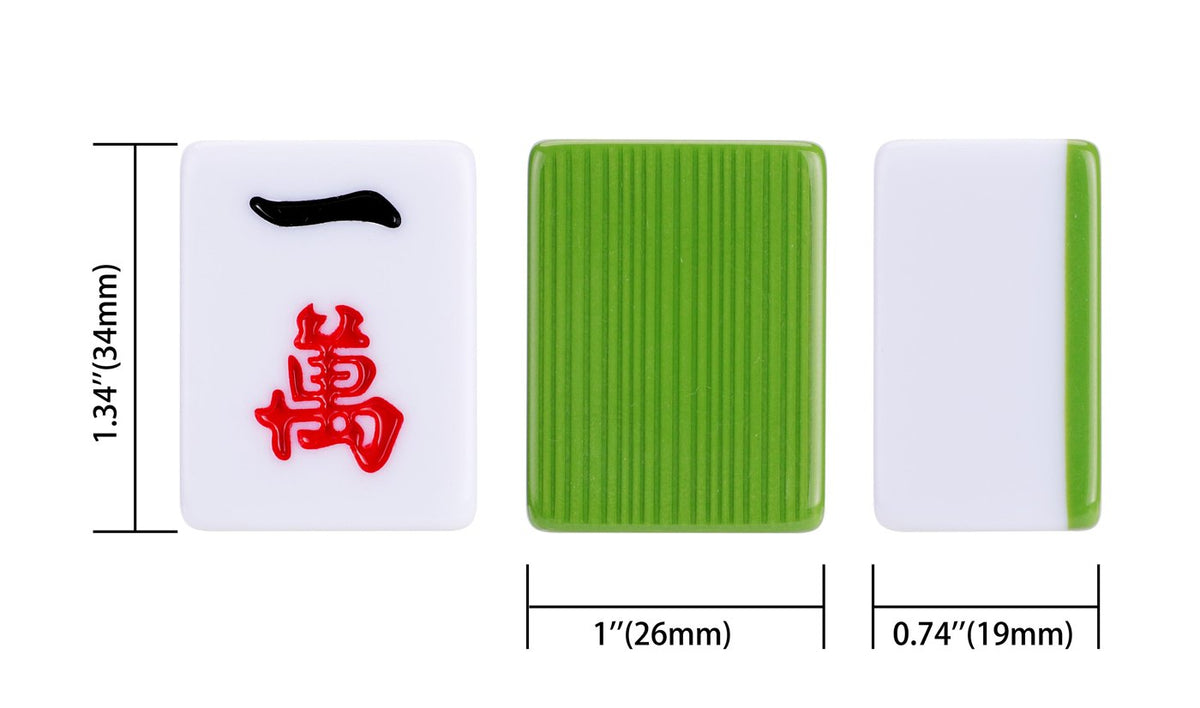 Chinese Mahjong Set — Red Fortune 34mm Green Back