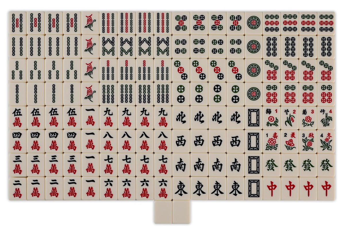 Chinese Mahjong Set — Red Fortune 34mm Ivory Tiles