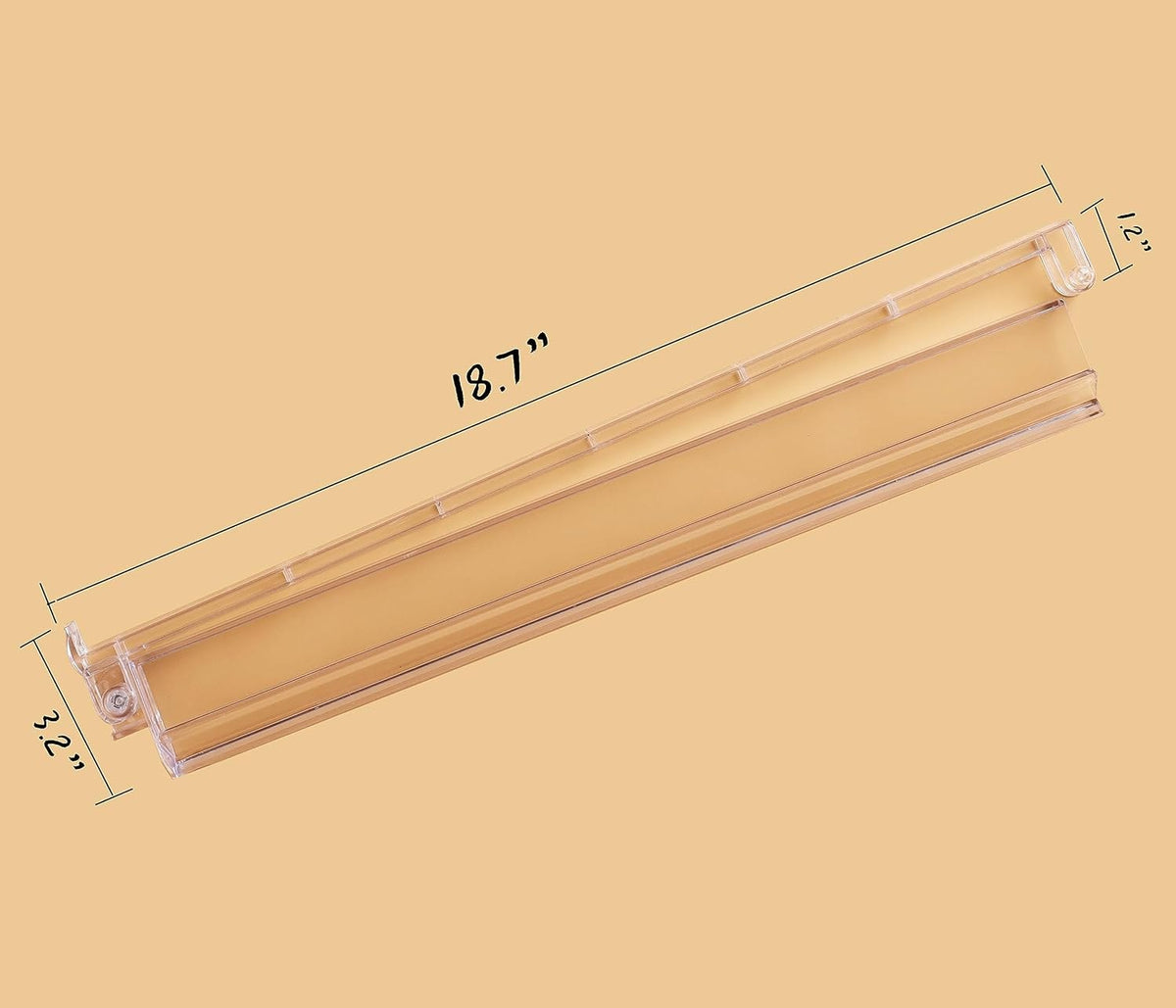 Rack size: 18.7 by 3.2 by 1.2 inches