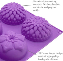 Load image into Gallery viewer, 6 Cavity Silicone Mixed Flower Soap Cake Mold - Handmade DIY Cake Chocolate Cupcake Biscuit Bath Bomb Bread Muffin Candle Ice Cube Making Mould
