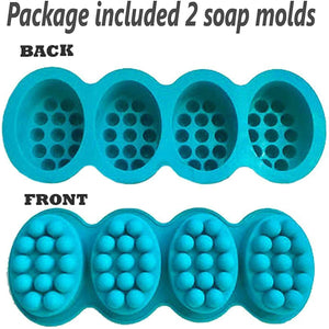 2 Pcs Massage Bar Silicone Molds 4 Cavities 4.5oz Soap Mold For