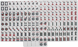 American Mahjong Set Complete Western Mah Jongg Set - Blue Paisley Soft Bag 166 Tiles with 4 All-in-One Rack/Pushers (Mah Jong Mahjongg Set)